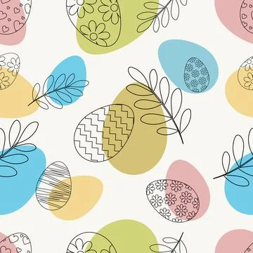 Easter seamless texture, pattern, chicken eggs with graphic pattern of flowers Illustrazione stock