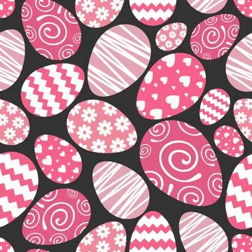 Easter seamless texture, pattern, chicken eggs with graphic pattern of flowers Illustrazione stock