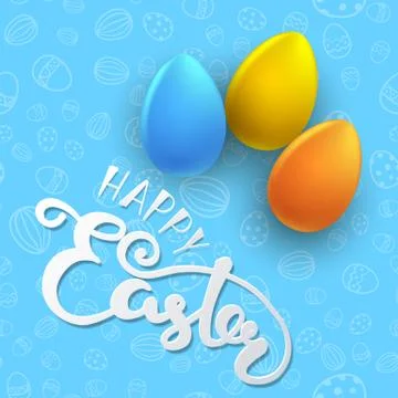 Easter seamless vector pattern with color eggs Stock Illustration