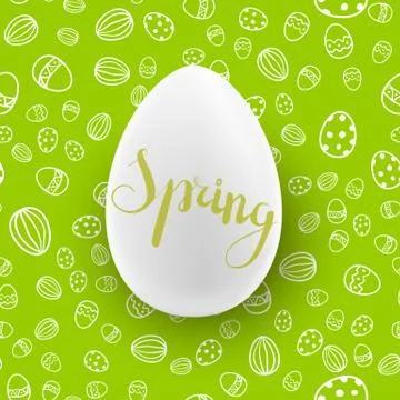 Easter seamless vector pattern with white egg Stock Illustration