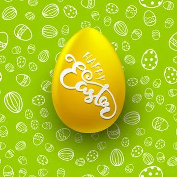Easter seamless vector pattern with white egg Stock Illustration