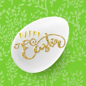 Easter seamless vector pattern with white egg Stock Illustration