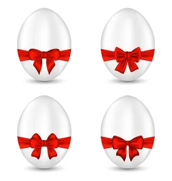 Easter set celebration egg wrapping red bow for your decoration Stock Illustration