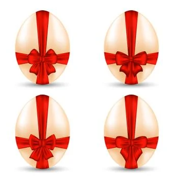 Easter set celebration egg wrapping red bow for your decoration Stock Illustration