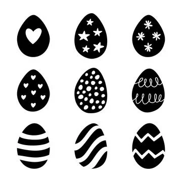 Easter set of doodle eggs illustrations isolated on white background. Stock Illustration