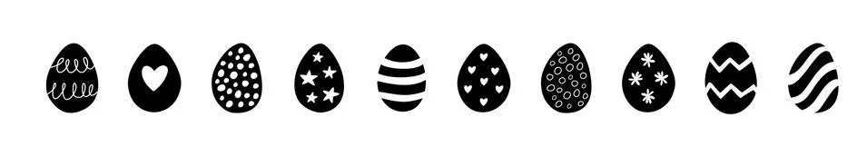 Easter set of doodle eggs illustrations isolated on white background. Stock Illustration