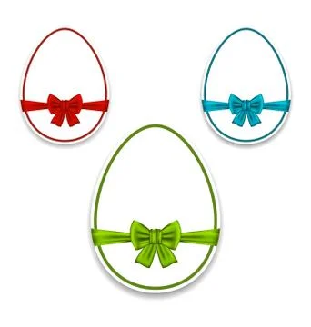 Easter set eggs wrapping colorful bows Illustrazione stock