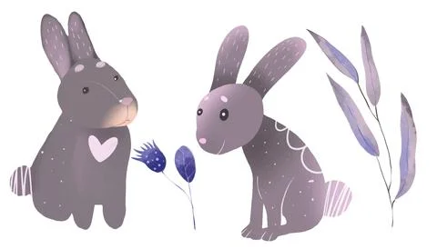 Easter set. Hand drawn illustrations Easter on a white background. Illustrazione stock