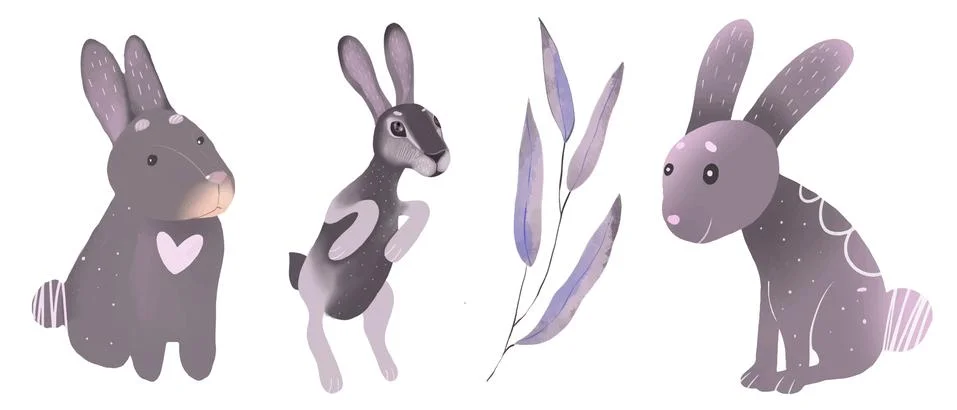 Easter set. Hand drawn illustrations Easter on a white background. Illustrazione stock