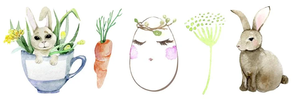Easter set. Hand drawn illustrations Stock Illustration