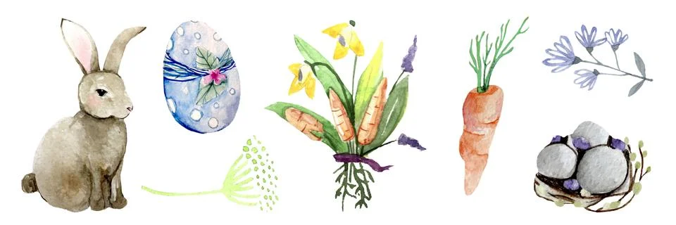Easter set. Hand drawn illustrations Stock Illustration
