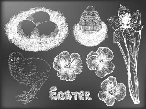 Easter set Illustrazione stock