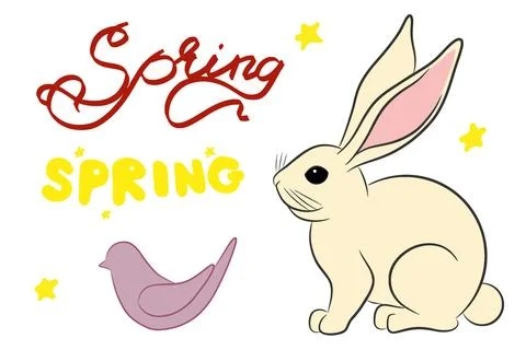 Easter set with rabbit clip art Stock Illustration