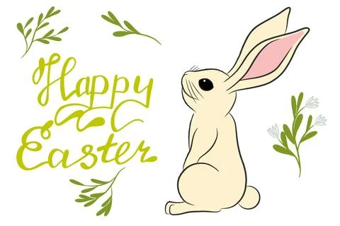 Easter set with rabbit clip art 스톡 일러스트