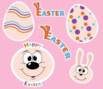 Easter set of stickers. Stock Illustration