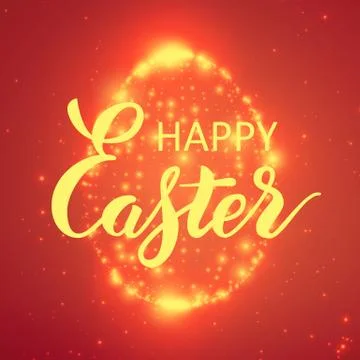The Easter shining egg of glowing points. Sparkling egg on colorful red backg Stock Illustration