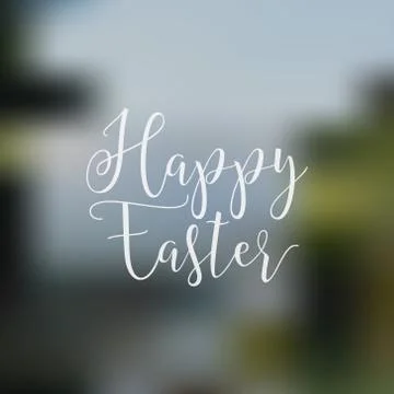 Easter sign - Happy Easter. Easter wish overlay, lettering label design. Retro Stock Illustration