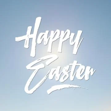 Easter sign - Happy Easter. Easter wish overlay, lettering label design. Retro Stock Illustration