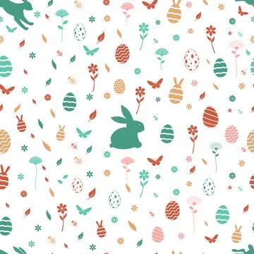 Easter Silhouette seamless vector in different colors. Isolated background. Stock Illustration