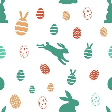 Easter Silhouette seamless vector in different colors. Isolated background. Stock Illustration