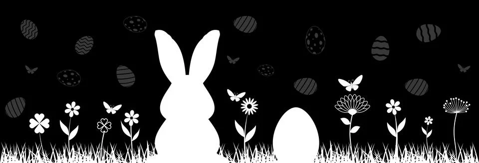 Easter Silhouette vector in black. Stock Illustration