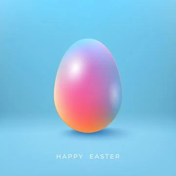 Easter single pastel gradient egg on a light blue background Stock Illustration