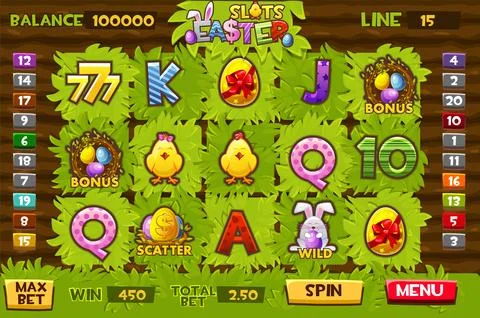 Easter slots, garden slots for GUI games. Stock Illustration