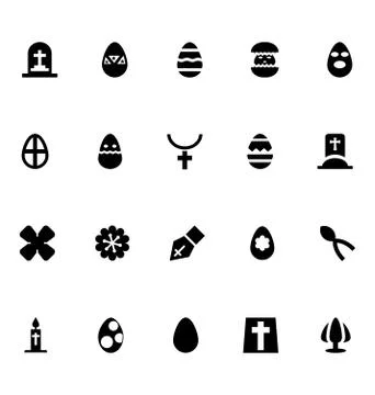 Easter Solid Icons Set Stock Illustration