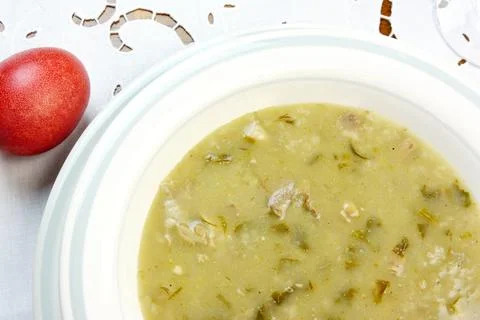 Easter soup and egg Stock Photos