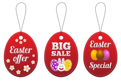 Easter special tags in the form of egg. Vector illustration. Stock Illustration