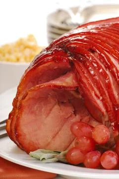 Easter spiral cut ham Stock Photos