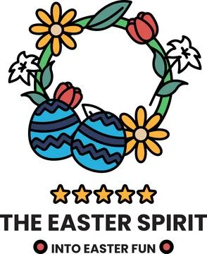 The Easter Spirit is a cheerful design featuring two eggs Stock Illustration