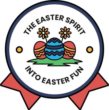 The Easter Spirit into Easter Fun is the message on this round badge Stock Illustration