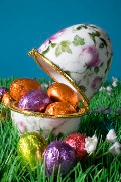 Easter spring chocolate eggs egg legal holiday Stock Photos