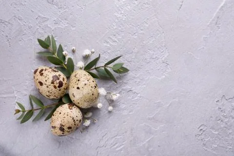 Easter spring decorative composition  with easter quail eggs Foto stock