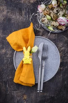 Easter spring festive table setting Stock Photos