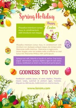 Easter spring holidays celebration poster template Illustrazione stock