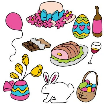 Easter spring items Illustrazione stock