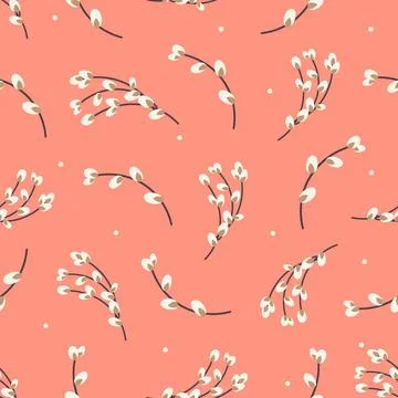 Easter spring pattern with willow. 스톡 일러스트