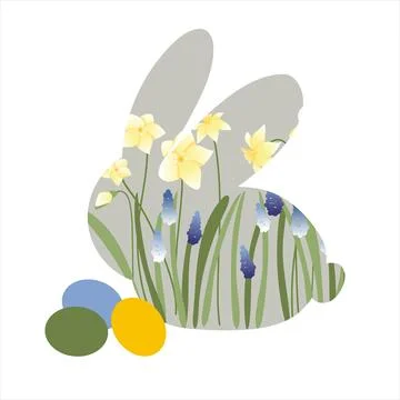 Easter spring postcard with rabbit frame Stock Illustration