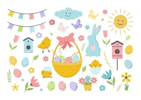 Easter spring set Illustrazione stock