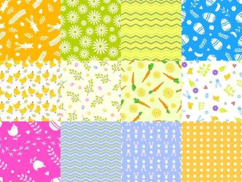 Easter spring vector seamless pattern background traditional eggs and rabbit Illustrazione stock