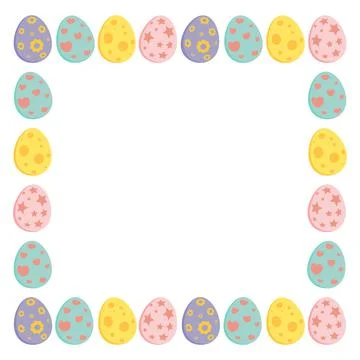 Easter square frame with colorful eggs. Holiday border for greeting card desi Illustrazione stock
