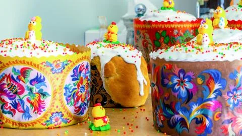 Easter stand on the table on the feast of the Nativity of Christ Stock Photos