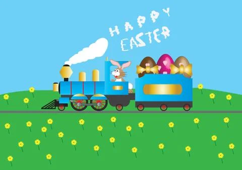 Easter steam train Stock Illustration