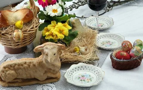 Easter still life Decorated table in an easter holiday Copyright: xZoonar.... Stock Photos