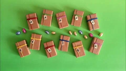 Easter stop motion. Funny greeting video. Stock Footage 235251120