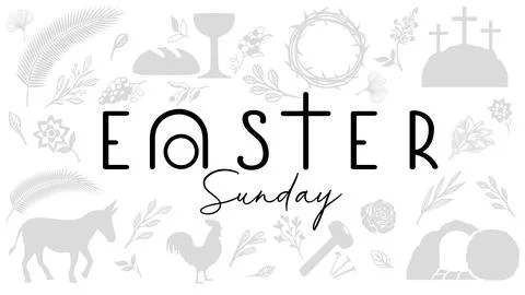 Easter Sunday creative typography logo concept with symbol open tomb Stock Illustration