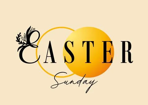 Easter Sunday creative typography web slide with open tomb Stock Illustration