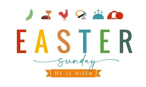 Easter Sunday He is Risen Christian symbols illustration Stock Illustration